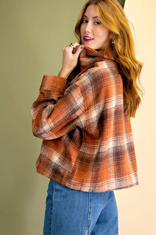 Plaid Button Down Jacket.