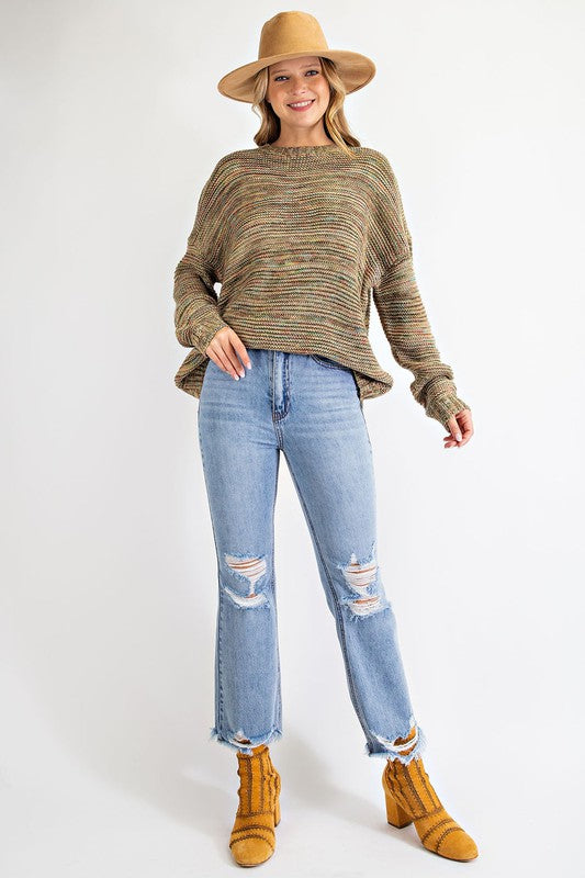 Distressed Washed Cropped Denim Jeans