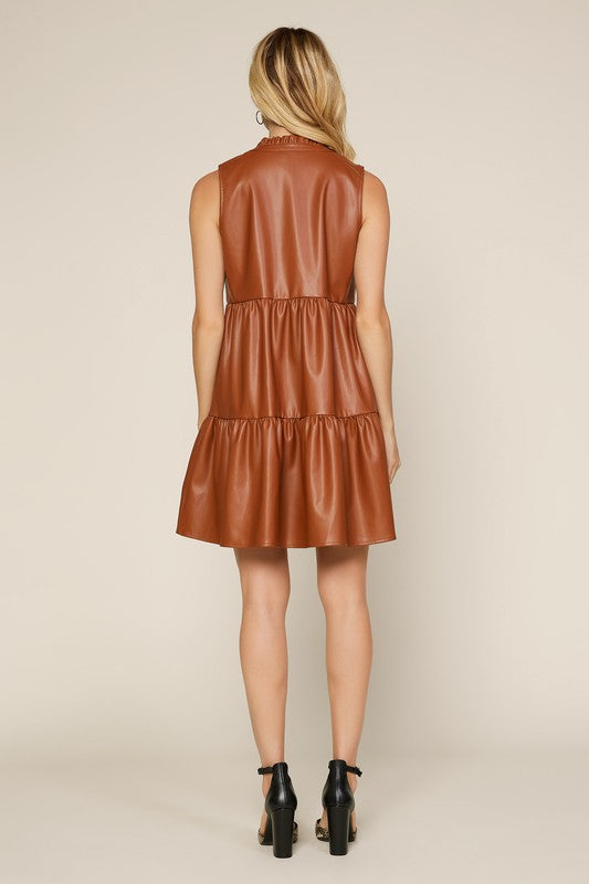 Tiered Vegan Leather Dress