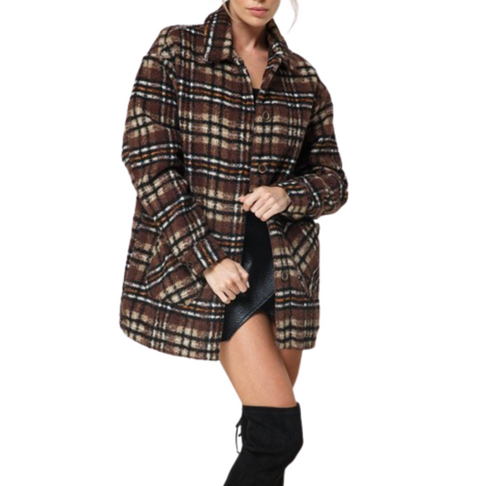 Oversized Plaid Coat Jacket