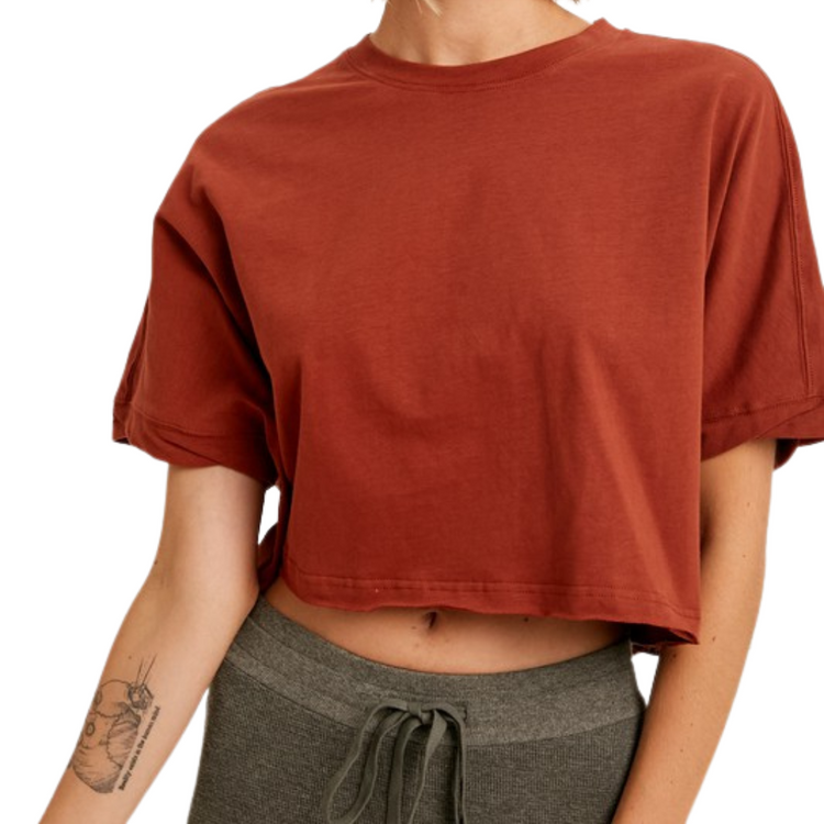 Loose Half Sleeve Crop T Shirt