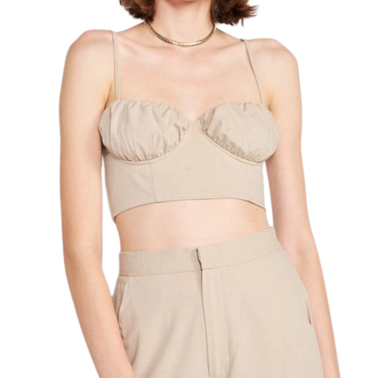 Spaghetti Strap Crop Top with Ruched Bust