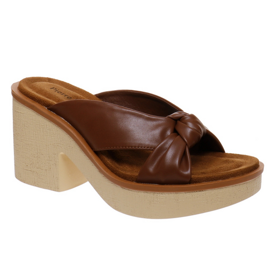 Heeled Faux Leather Sandal