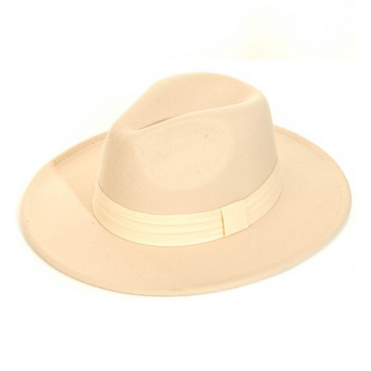 Flat Brim Ribbon Strap Fedora.