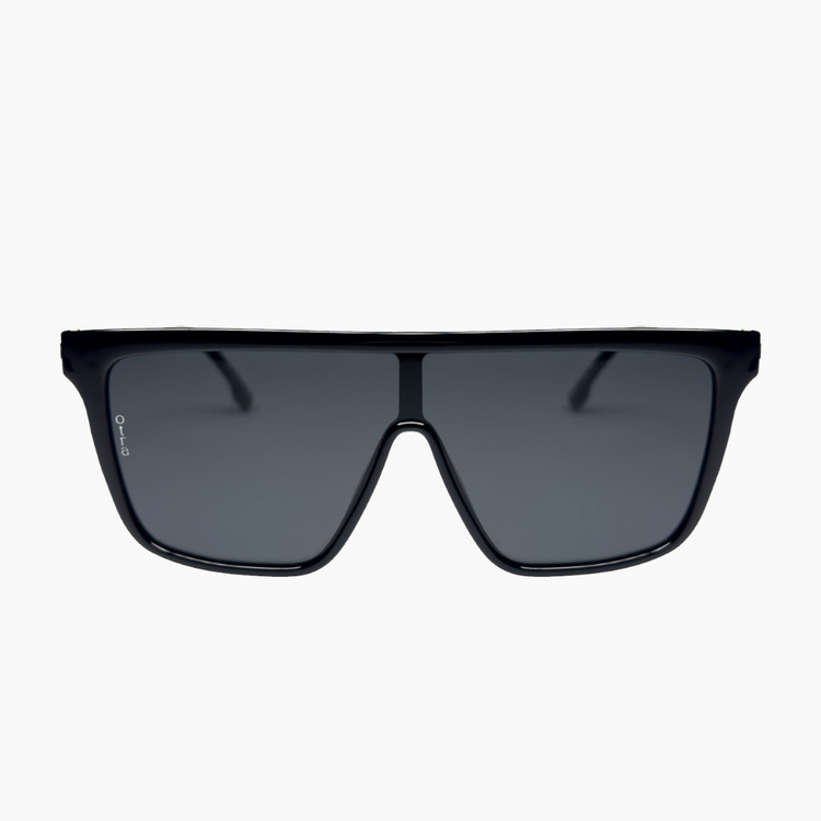 Otra Indie Bold Black Oversized Sunglasses withStrong Flat Bridge and Smoke Lens