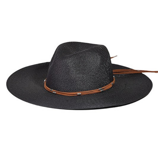 Beaded Leather Band Fedora Hat