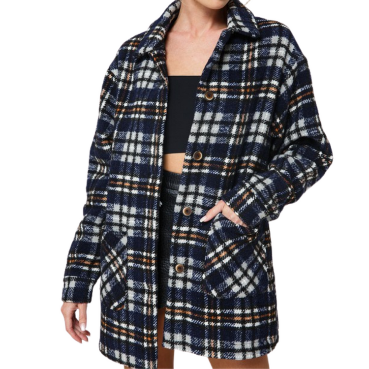 Oversized Plaid Coat Jacket