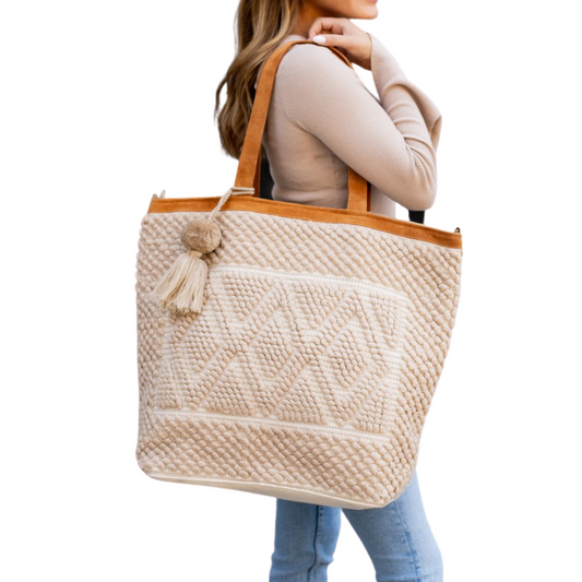 Tan Diamond Pattern Tote