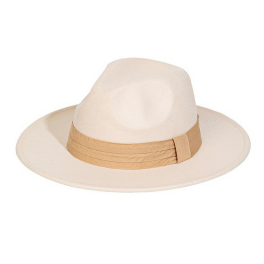 Flat Brim Ribbon Strap Fedora.