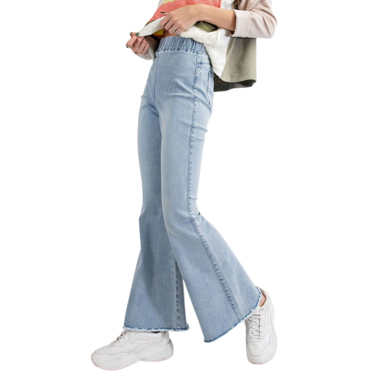 Washed Denim Bell Bottoms