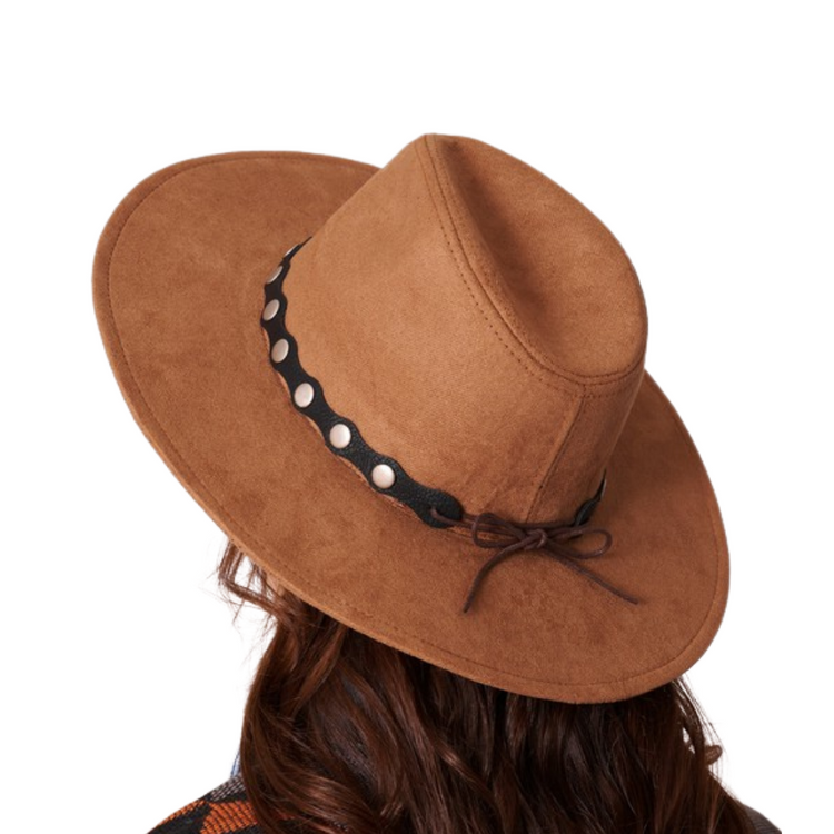 Suede Felt Hat With Vegan Leather Tie Trim