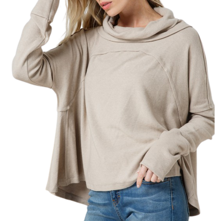 Loose Fitted Brushed Turtle Neck Sweater