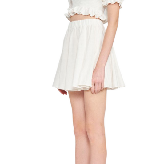 Pleated High Waisted Mini Skirt