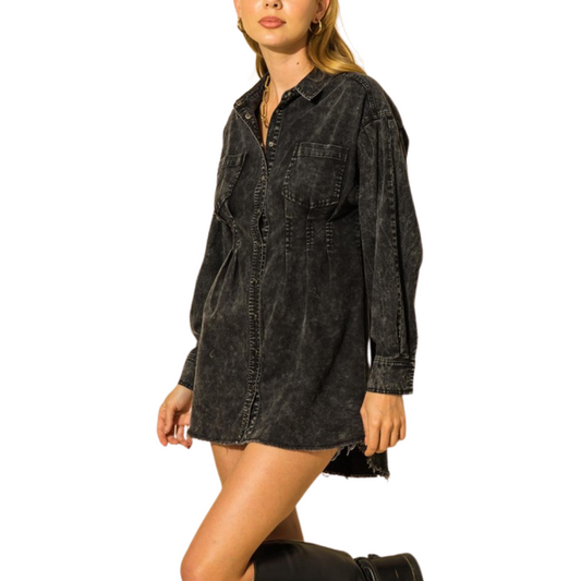 Long Sleeve Denim Shirt Dress