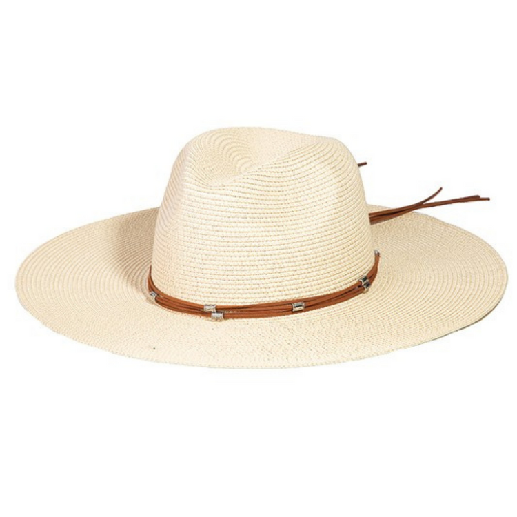 Beaded Leather Band Fedora Hat