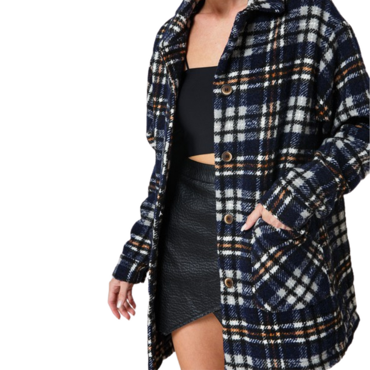 Oversized Plaid Coat Jacket