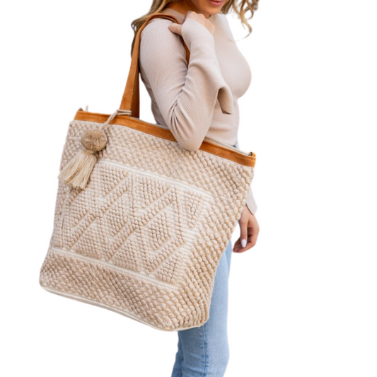 Tan Diamond Pattern Tote