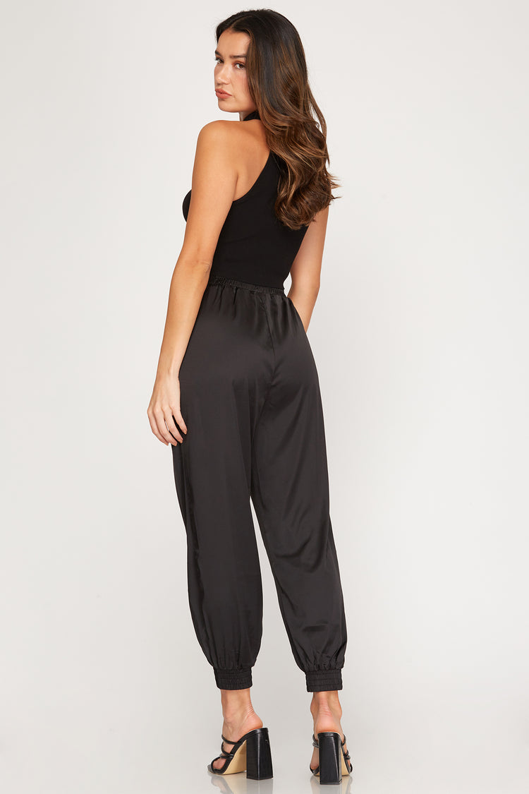 Satin Jogger Pants With Pockets