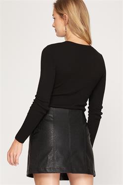 Faux Leather Mini Skirt With Pockets