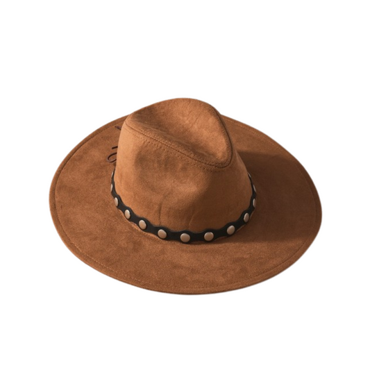 Suede Felt Hat With Vegan Leather Tie Trim