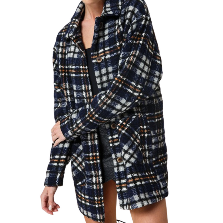 Oversized Plaid Coat Jacket