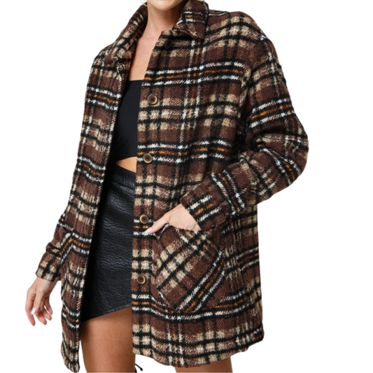 Oversized Plaid Coat Jacket