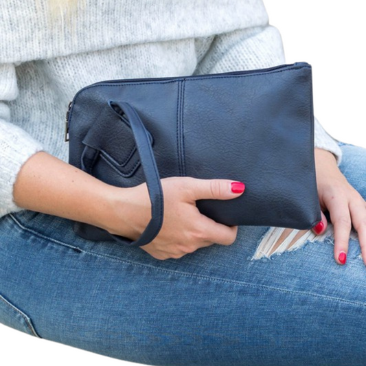 O Ring Wristlet Mini Clutch (Navy)