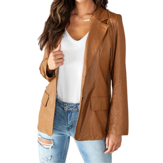 Vegan Leather Blazer