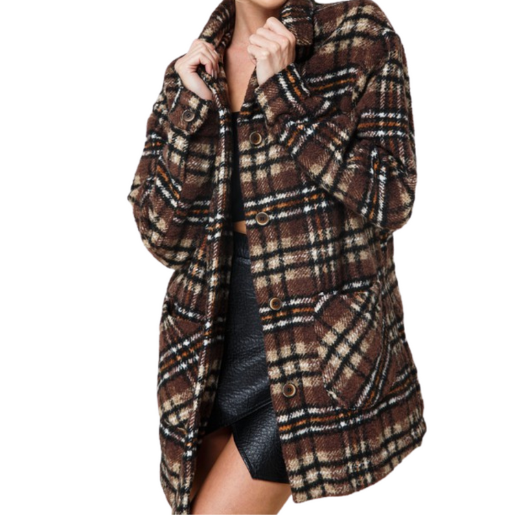 Oversized Plaid Coat Jacket