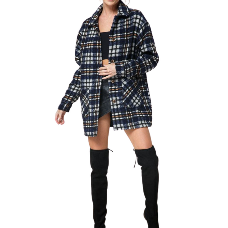 Oversized Plaid Coat Jacket