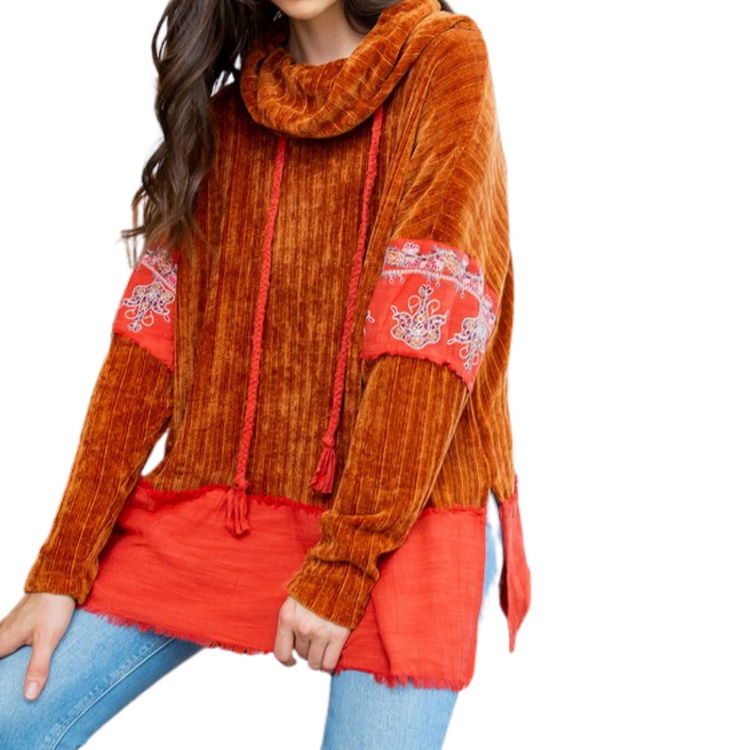 Chenille Cowl Neck Sweater