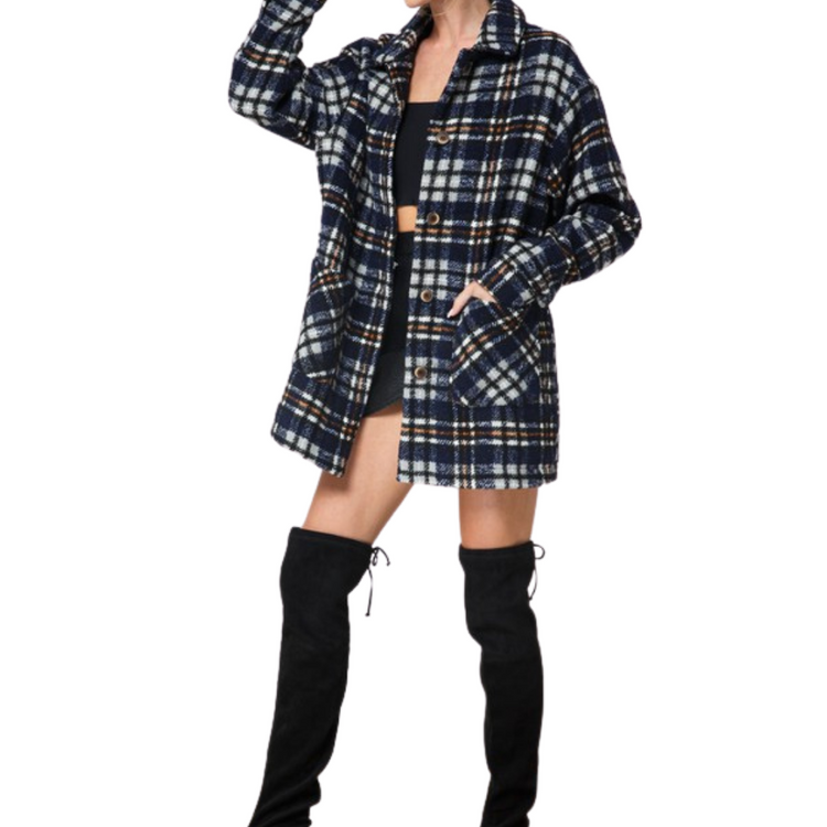 Oversized Plaid Coat Jacket