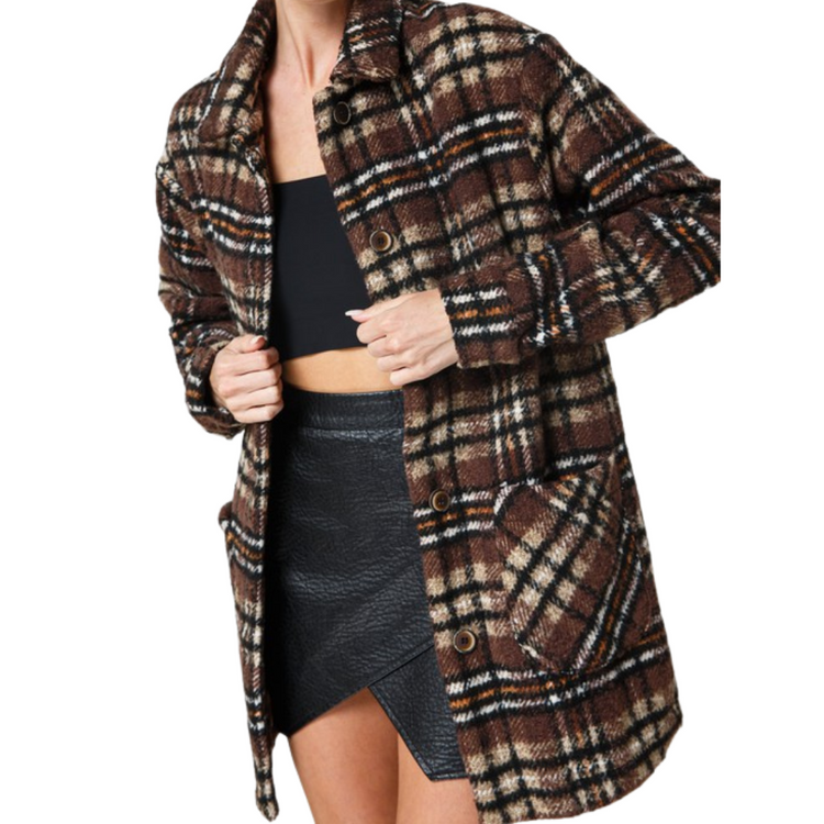 Oversized Plaid Coat Jacket