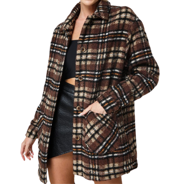 Oversized Plaid Coat Jacket