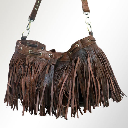 Leather Fringe Wide Draw String