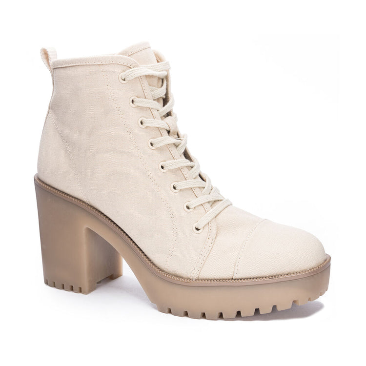 Heeled Canvas Bootie