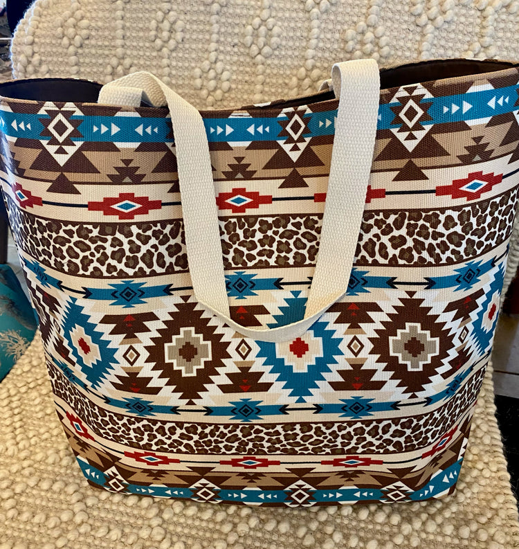 Earth Teal Aztec Tote