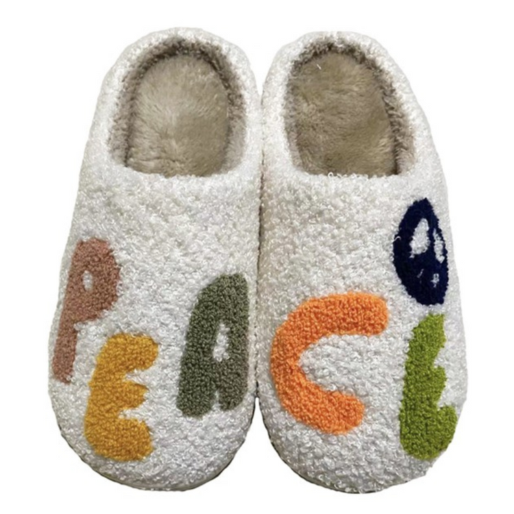 Fuzzy Peace Slippers