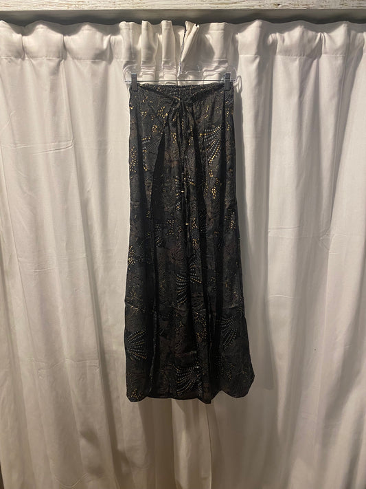 Metallic Print Faux Wrap Pant