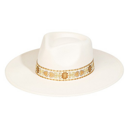 Embroidered Strap Fedora