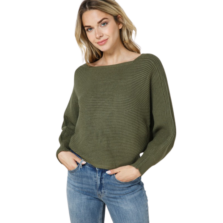 Lace Up Open Back Dolmen Crop Sweater