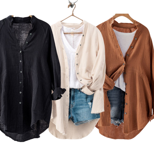 Gauze Cotton Button Down Oversized Shirt