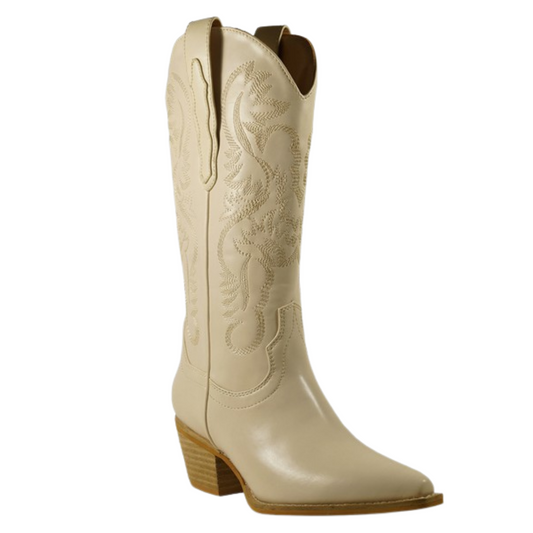 Knee High Creamy White Cowboy Boots