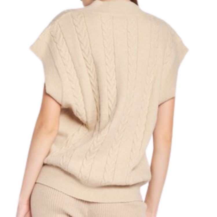 Tan Cable Knit Sweater Vest