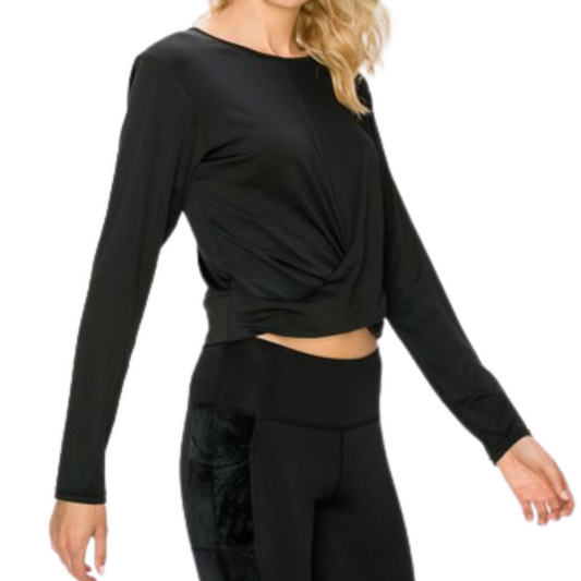 Twist Front Long Sleeve Cropped Top