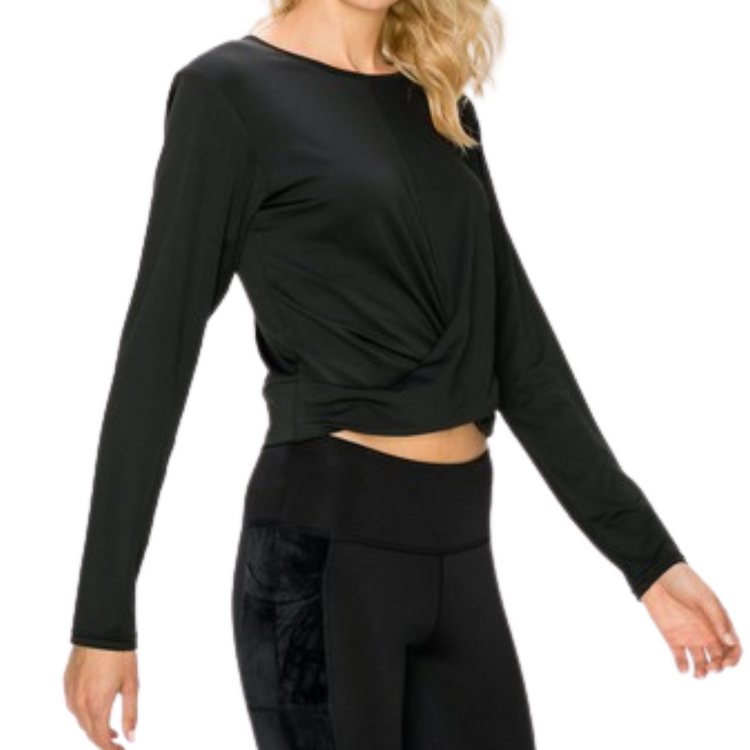 Twist Front Long Sleeve Cropped Top