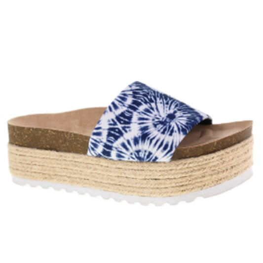 Chinese Laundry Pippa Blue Tie Dye Espadrille Platform Sandal