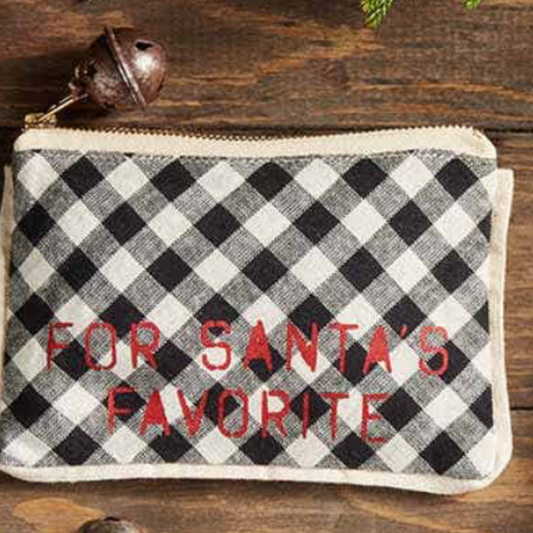 Mud Pie Christmas Gift Card Cash Gift Pouch with Zipper and Bell