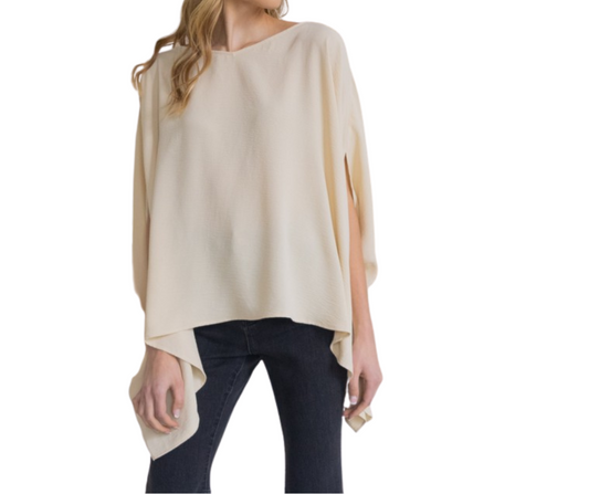 Cream Cape Style Top with Draped Flowy Silhouette