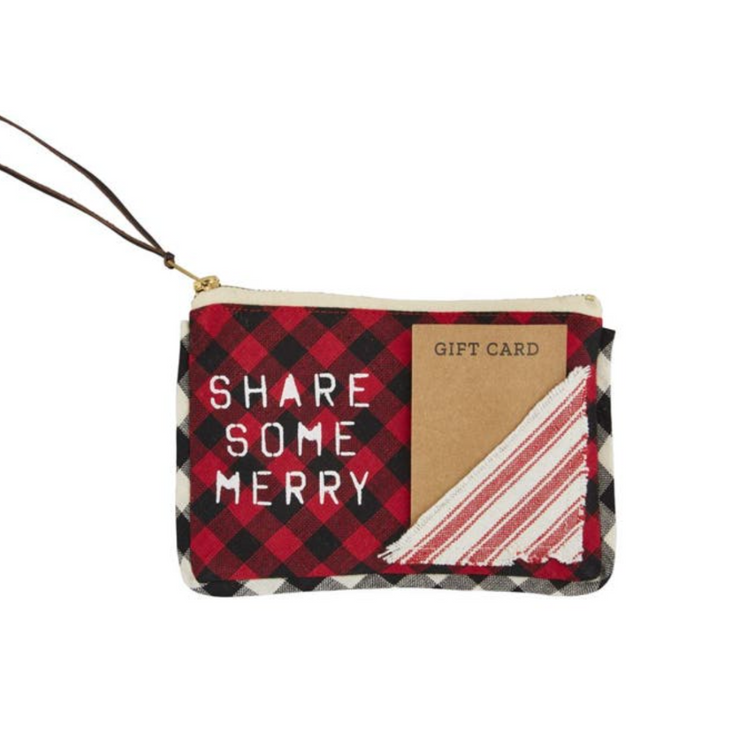 Mud Pie Christmas Gift Card Cash Gift Pouch with Zipper and Bell